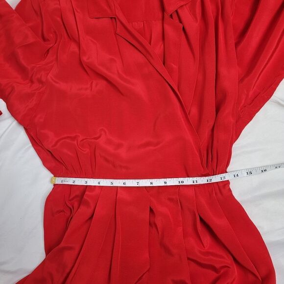 VINTAGE 90s red‎ jumpsuit long sleeve pleated wrap pockets S - Picture 16 of 17